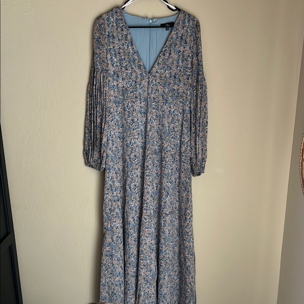 LULUS Floral Blue Maxi Dress NWT